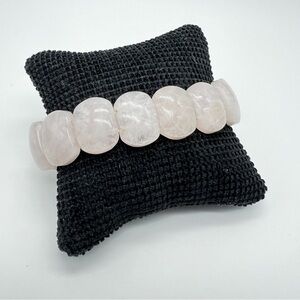 Rose Quartz Pink Stone Beaded Stretch Bracelet, 19 cm